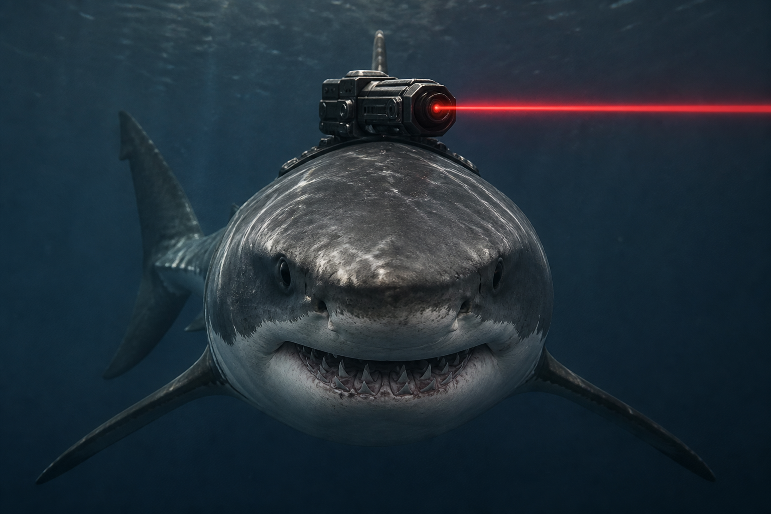 Shark with a mounted laser